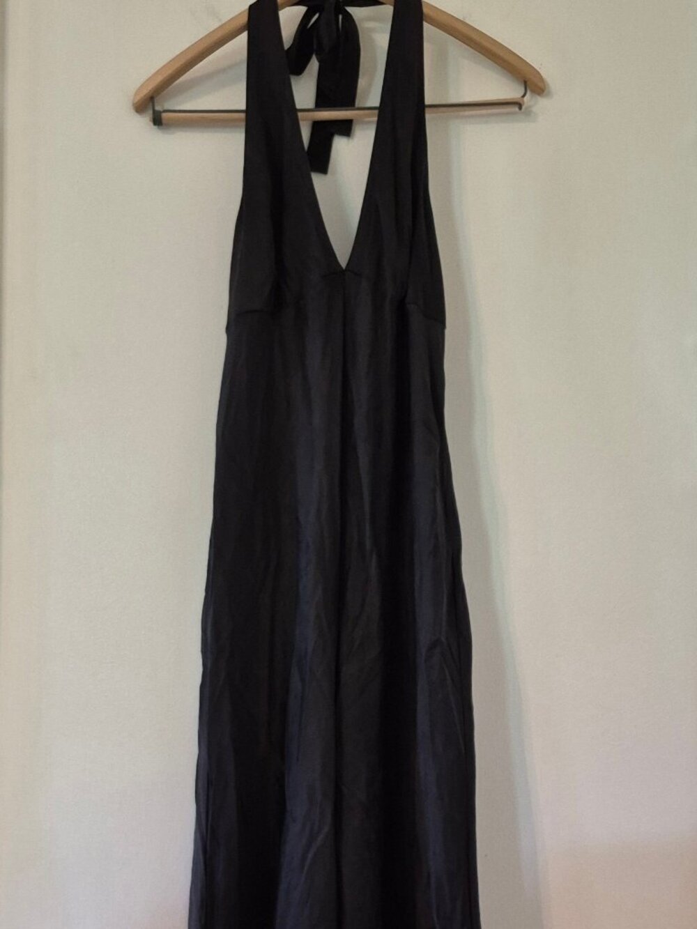 Vintage M Victoria's Secret 100% Silk Halter Jumpsuit Backless Wide Leg 2000 Y2K